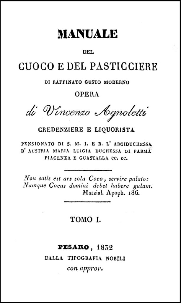 Agnoletti, Manuale del Cuoco, 1832